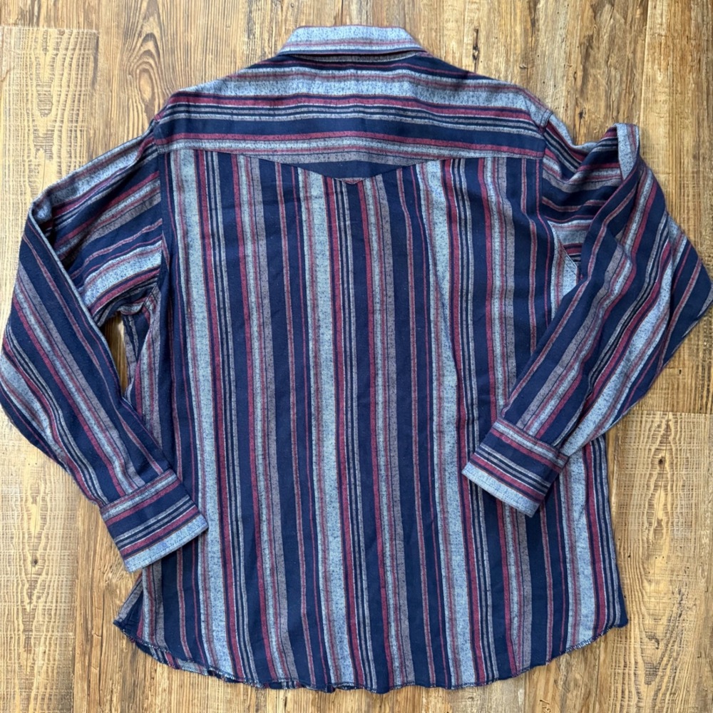 Wrangler Western‎ Shirt Mens XL Multicolor Striped Pearl Snap Cotton Vintage - Picture 10 of 10